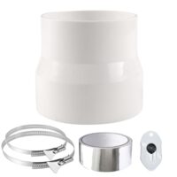 URHRHU Reduzierstück für Dunstabzugshaube: Rundrohr Adapter 100mm auf 115mm mit Edelstahl Schlauchschellen, Abluftschlauch Adapter für Lüftungsanlagen