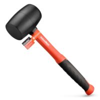 Gummihammer mit Fiberglasstiel, schwarzer Gummikopf und ergonomischem Griff, ideal für Bodenleger und Fliesenarbeiten