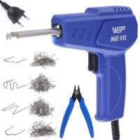 WEP 960-VII Kunststoff schweißgerät Kit mit ergonomischem Griff und LED-Lichtern sowie 350 Heftklammern für die Reparatur von Autostoßfängern, Kunststoff-Gastanks