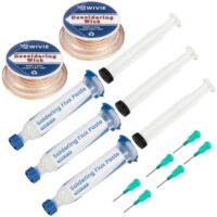 Bleifreies Lötpastenflussmittel, 3 Packungen, 2.5mm Entlötzitze, 3M/10Ft Entlötlitze, Reines Kupfer für Lötentfernung