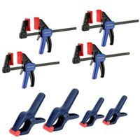 Holzbearbeitung-Werkzeugset-Mini-Einhandzwingen-Federklemmen-Spannweite-115mm-Dehnbereich-200mm