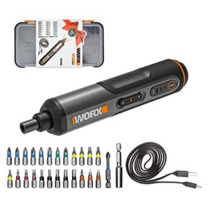 WORX 4V Akkuschrauber Set WX240, leistungsfähiges Werkzeug für Haushalt und Heimwerken, 3-Gang-Drehmomenteinstellung, LED-Licht, 5/4/2.5N.m