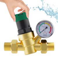 Wasser Druckminderer mit Manometer, Wasserfilter 1/2 Zoll Hausanschluss Druckminderer Wasser, Wasser Überdruckventil aus Messing zur Regulierung des Wasserdrucks