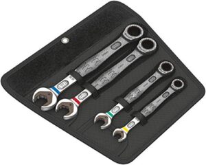 Wera 6000 Joker, 4-teiliger Ratschenschlüssel-Satz mit metrischen Größen, Haltefunktion und Werkzeugfinder 'Take it easy'