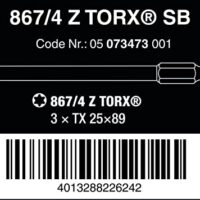 TORX Bits von Wera, 3-teiliges Set mit TX 25 x 89 mm, Innen-TORX-Schrauben geeignet