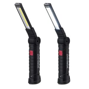 Zwei LED Arbeitsleuchten, eine Taschenlampe mit Magnet und Haken für verschiedene Anwendungen wie Werkstattnutzung oder Inspektionen.