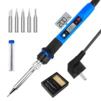Lötkolben Set mit Temperatur Einstellbarkeit, 180-480°C, Lötset mit LED Bildschirm und 5 Lötspitzen zum Heißschneiden Schweißen Brandmalerei