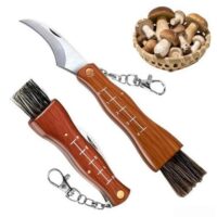 XIKTTK Pilzmesser mit Bürste, 21 cm lang, aus rostfreiem Edelstahl, ideal für Pilzsammler