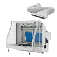 Hochwertige Lackierkabine für Airbrush-Arbeiten mit Absauganlage und Wasserwand, ideal für professionelle Farbnebel-Absaugung
