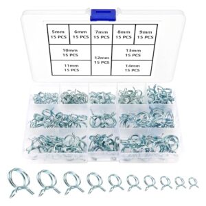 150 Stücke 5-14mm Schlauchschellen Set, Federclip Schlauchschelle, Kraftstoffleitung Klemme, Kraftstoffleitung Befestigung Schellen für Auto Motorrad Roller ATV (10 Größen)