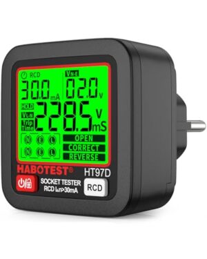 Elektrischer Steckdosentester mit RCD-Pröfung, LCD-Anzeige und 6 Arten von Fehlerdiagnose