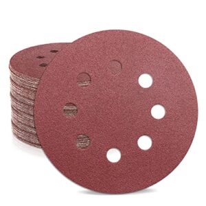 Schleifpapier 125mm Klett 120 Körnung, 50 Stück 8 Loch Rund Schleifpapier, Aluminiumoxid Schleifpapier für Exzenterschleifer, Finishen und Polieren von Metall und Nichtmetall