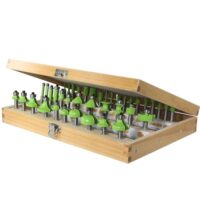 Umfangreiches Fräser Set für die Holzbearbeitung mit Hartmetallbits und hochfesten Kohlenstoffstahlschäften, ideal für Hölzer, MDF, Spanplatten, Sperrholz, Acryl und Holzverbundwerkstoffe