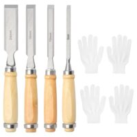 Stechbeitel Set für Holz, 4 Stück Stechbeitel mit Scharfen Klingen, geeignet für Holzbearbeitung und Schnitzerei