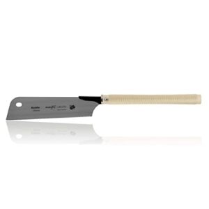 Traditionelle Holzsäge aus hochwertigem Bandstahl C75 für Feinschnitte, Japansäge mit verkürztem Stahlrücken und Bastgriff