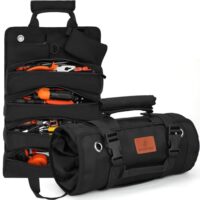 BAQRAXIA Werkzeugtasche, aufrollbar, kleine Werkzeugbox, robuster Werkzeug-Organizer mit 2 abnehmbaren Taschen, Geschenke zum Vatertag, Weihnachten, Geburtstag oder Jahrestag geeignet