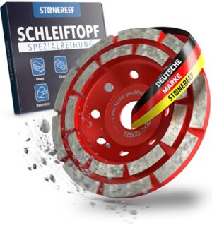Betonschleifer mit 125mm Schleifteller, Estrichschleifer und Diamantschleiftopf für Betonbearbeitung, Sanierungsfräse und Schleiftopf