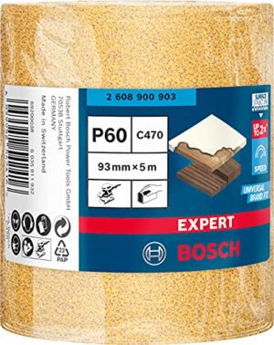 Bosch 1x EXPERT C470 Schleifpapierrolle mit Körnung 60 und Durchmesser 93 mm. Perfekt für das Entfernen alter Farben oder zum Glätten von Oberflächen.