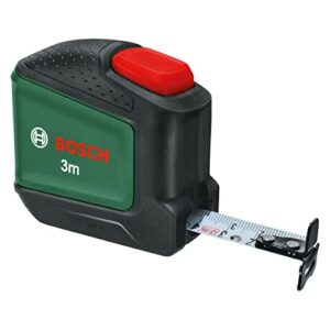 Bosch Maßband 3m, Autolock, 19mm breites Band, nylonbeschichtet, genaues 3-Meter-Maßband mit Zweirichtungshaken und Metall-Gürtelclip für Haushalt, Werkstatt oder Baustelle