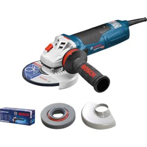 Bosch Professional Winkelschleifer GWS 19-125 CIE mit Aufnahmeflansch, Schutzhaube, Spannmutter und Zusatzhandgriff