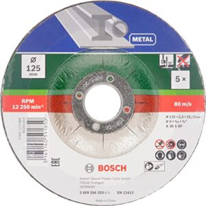 Bosch-Trennscheibe für Metall, passend zu Handgeführten Winkelschleifern mit einem Durchmesser der Trennscheiben von 125 mm, Zubehör Winkelschleifer (5 Stück)