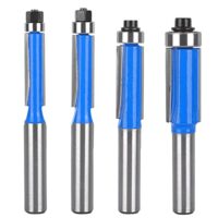 Bündigfräser Set für professionelle Holzbearbeitung, 4 Stück Bündigfräser 8mm Schaft, Doppelseitiger Fräser mit Lagern, Blauer Bündigfräser, zum Schneiden und Trimmen in der Holzbearbeitung
