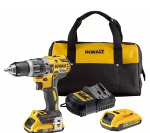 Bürstenloser Bohrhammer-Treiber mit 2 x 2 Ah Akkus, Ladegerät und Kit-Tasche - Ideal für verschiedene Bohr- und Befestigungsaufgaben, 18-V-Motortechnologie, ultrakompaktes Design
