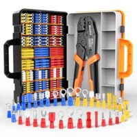 Crimpzange mit Ratschenmechanik und 425 farbcodierte Kabelverbinder für Auto, Elektroinstallation und Heimwerkerprojekte