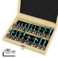 20-teiliges professionelles Fräser-Set für Holzbearbeitung mit Ersatzlagern, geeignet für 8mm Schaft, Hartlegierungsklingen, Holzbearbeitungswerkzeuge