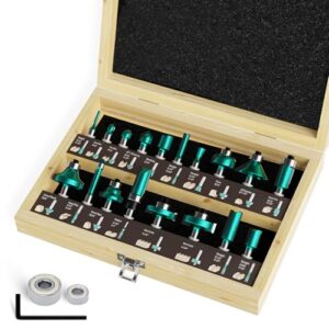 20-teiliges professionelles Fräser-Set für Holzbearbeitung mit Ersatzlagern, geeignet für 8mm Schaft, Hartlegierungsklingen, Holzbearbeitungswerkzeuge