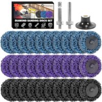 30 Stück CSD Scheibe Schleifscheibe 50mm Schleifaufsatz für Akkuschrauber, Dremel, Reinigungsscheibe Set für Bohrmaschine, entfernen von Rost, Farbe, Oxidation und Entfernen