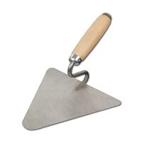DEWEPRO Berliner Maurerkelle 200x190mm - Dreieckskelle mit S-Hals und rostfreiem Edelstahlblatt - Putzkelle in Berliner Form mit Schwanenhals und Holzgriff/Holzheft