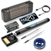 Diymore Akku Lötkolben Set, kabelloses Lötkolben mit 5 Gang Temperatur Einstellung und 3 Lötspitzen, ideal für Heimwerker und Reparaturen