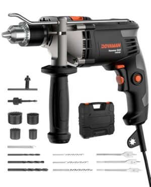 DOVAMAN 850W Schlagbohrmaschine mit 13mm Metallbohrfutter, Elektro-Bohrmaschine mit Schlagfunktion und variabler Drehzahl bis 3000 U/Min für Beton, Mauerwerk und Holz