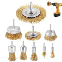 9-teiliges Drahtbürstenset für Metall, Messing und Rostentfernung mit stählerner Bürste und 6 mm Schaft