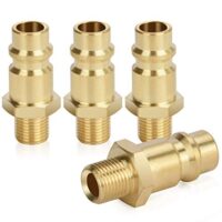 Druckluftkupplung 1/8, Druckluftkupplung mit Außen-Gewinde und Innengewinde, ideal für den Einsatz auf der Kompressorseite, eingebautes Ventil zum Abschalten der Luft beim Wechsel zwischen Werkzeugen