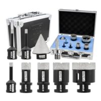 DT-DIATOOL Diamant-Kernbohrer-Set 9er-Pack - 6/6/8/20/25/35/50mm Fliesenbohrer+35mm Diamantfasenbohrer+Sechskantadapter für Porzellanfliese Keramik Marmor Granit