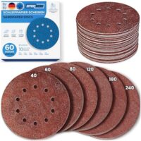EFFEKTWERK Schleifpapier 225mm Klett, 60 Stück, professionell für Trockenbauschleifer und -giraffen geeignet, hochwertige Aluminiumoxid-Schicht, verschiedene Körnungen 10x P40, P60, P80, P120, P180, P240