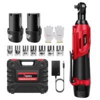 Elektrische Ratschenschlüssel Set, 12V Akku Ratschenschlüssel mit Drehmoment 40N.m, 0-300RPM, 2 * 1500mAh Batterien, 7 Steckdosen, für Möbel und Autos