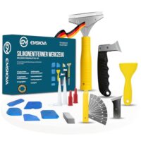 EMSNOVA Silikonentferner Werkzeug-Set - 24-teiliges 3-in-1 Profi-Set mit Fugenschaber, Fugenmesser und Fugenglätter - ideal für Bad, Küche und Fensterdichtungen