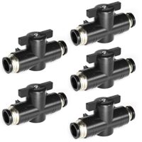 Pneumatischer Kugelhahn mit 5 Stücken 6mm AD und BUC6-Anschlüssen. Robust und langlebig. Schnellanschluss für pneumatische Montage.