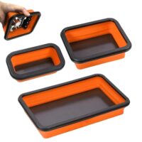 Faltbares Magnetschalen Set, 3 Stücke in Orange Farbe, geeignet für Werkstatt und Arbeitsplatz, Magnetische Absorption für sichere Aufbewahrung von Kleinteilen wie Schrauben, Muttern und Nägeln.