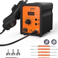 FAOKZE 700W Heißluft Lötstation mit digitaler Temperaturanzeige und drei heißen Luftdüsen