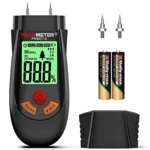 Feuchtigkeitsmessgerät mit Batterie und LCD-Display zur schnellen Bestimmung des Feuchtigkeitsgehalts von Rohholz, Papier, Sperrholz, Gipswände, Bodenbelägen und anderen Materialien