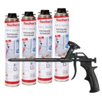 fischer Aktionspaket Pistolenschaum PUP S 750 mit Schaumpistole PUP M4 BLACK, 4 Montageschäume zum Verfüllen, Dämmen & Isolieren und 1 Schaumpistole zum Verarbeiten von PU-Schäumen