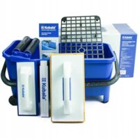 Fliesenwaschset 20l mit Gittereinlage, Räderset, Doppelrolle, Fliesenwaschbrett und Fugenbrett für eine effektive Reinigung von Fliesen