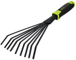Garten Fächerbesen mit rutschfestem Griff und korrosionsgeschütztem Stahl, ideal zum Aufrechen von Laub in kleinen Gartenbereichen oder auf Balkonen
