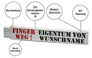 Persönlicher Zollstock mit Name und Finger Weg, perfekt als Geschenk für Männer, Papien oder Heimwerker zu Weihnachten oder Geburtstag