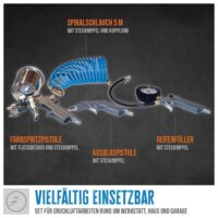Druckluft-Set 4-teilig Metall, max. Arbeitsdruck 10 bar, 1/4'' Anschlussgewinde, ideal für DIY-Projekte