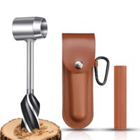 Handschneckenbohrer für Bushcraft, Überleben und Outdoor-Aktivitäten. Robuster Bohrer mit Lederhülle für Camping, Wandern und Rucksackreisen.
